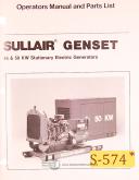 Sullair-Sullair 445 and 50 KW, Stationary Electric Generator Operations and Parts Manual-45-50-01